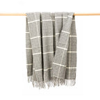 John Hanly Merino Wool & Cashmere Throw – Grey Herringbone Check