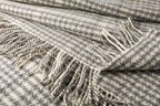 John Hanly Merino Wool & Cashmere Throw – Grey Herringbone Check