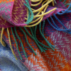 Merino Wool Cashmere Throw Berry Lavender Pink Orange Block Textured Twill