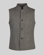 Magee Cavan Donegal Tweed Gilet in Grey Herringbone