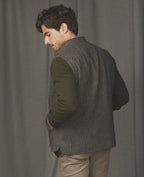 Cavan Donegal Tweed Gilet in Grey Herringbone