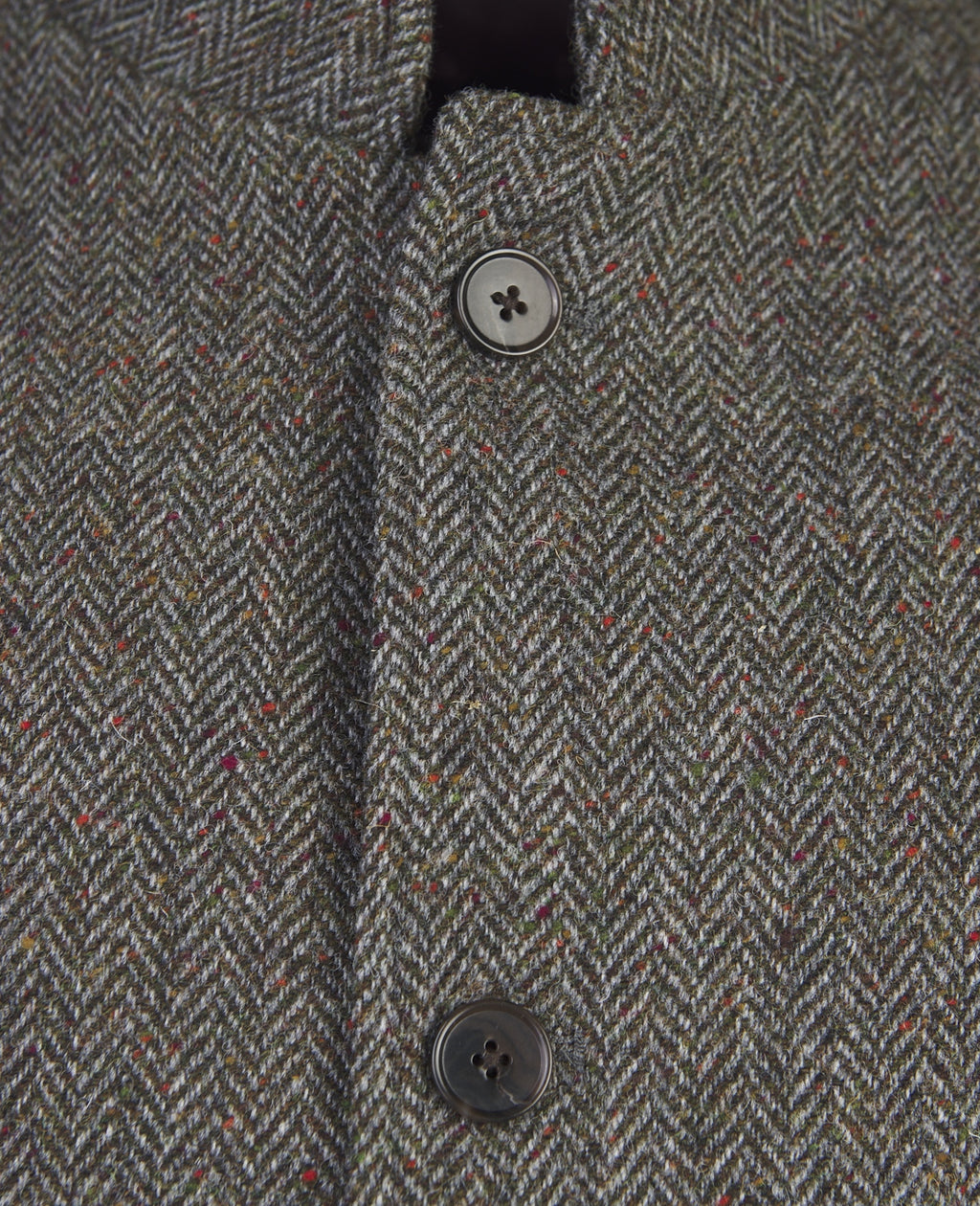 Magee Cavan Donegal Tweed Gilet in Grey Herringbone