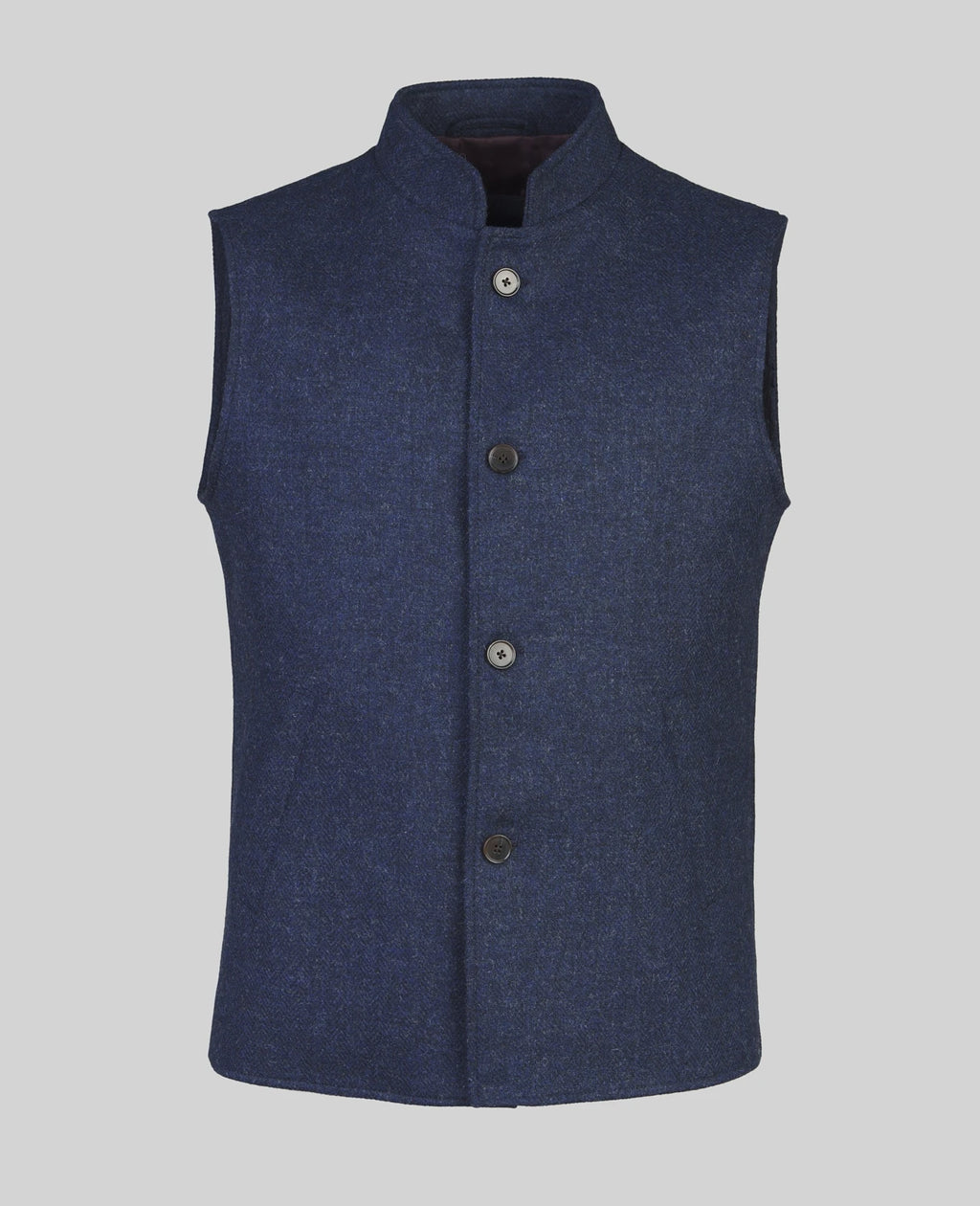 Magee Cavan Gilet - Donegal Tweed, Blue Herringbone