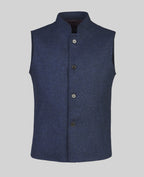 Magee Cavan Gilet - Donegal Tweed, Blue Herringbone