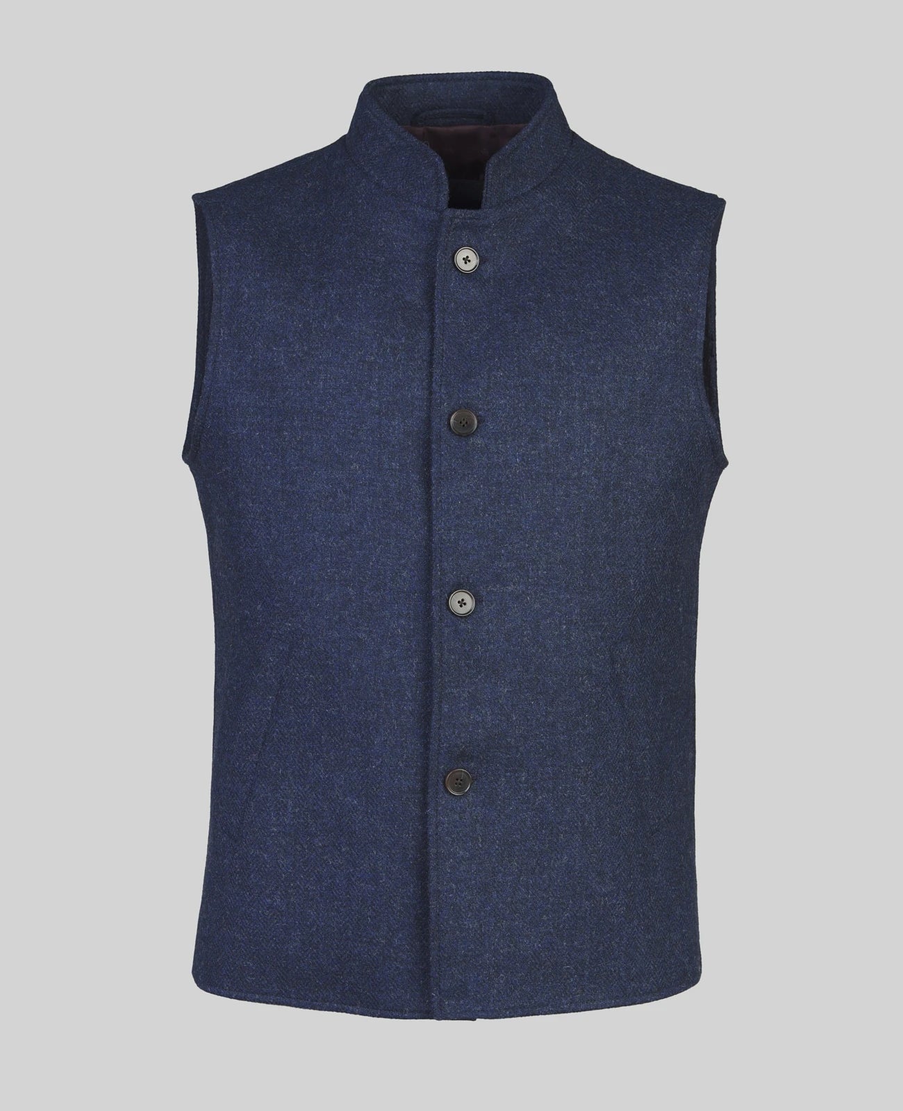 Cavan Donegal Tweed Gilet in Blue Herringbone