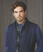 Magee Cavan Gilet - Donegal Tweed, Blue Herringbone