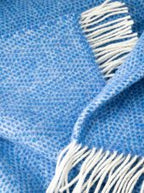 John Hanly Merino Wool Cashmere Throw Sea Blues Herringbone