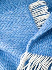 John Hanly Merino Wool Cashmere Throw Sea Blues Herringbone