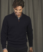 Magee Lunnaigh Lambswool 1/4 Zip Jumper in Navy