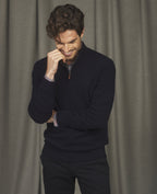 Magee Lunnaigh Lambswool 1/4 Zip Jumper in Navy