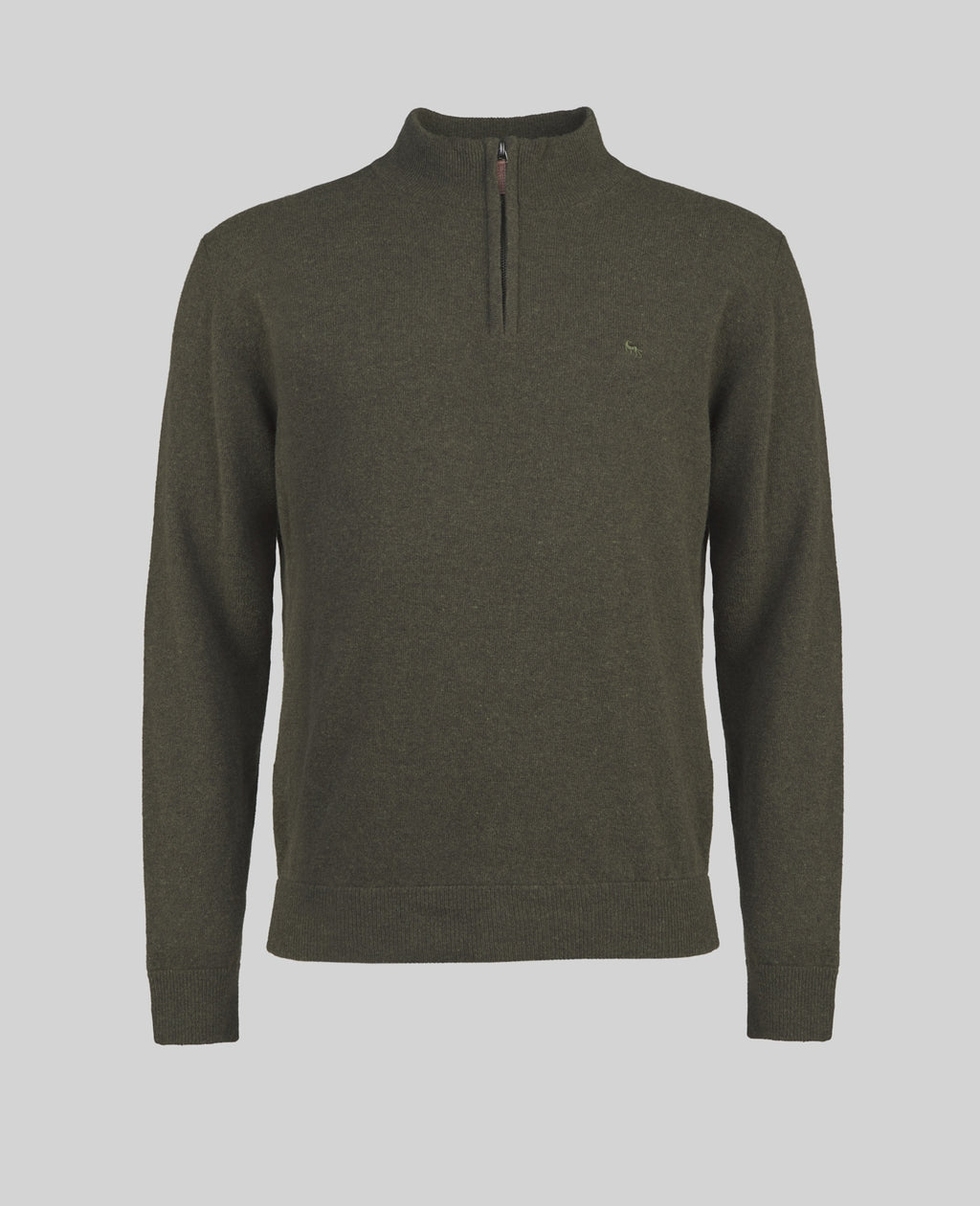 Magee Lunnaigh Lambswool 1/4 Zip Jumper in Moss Green