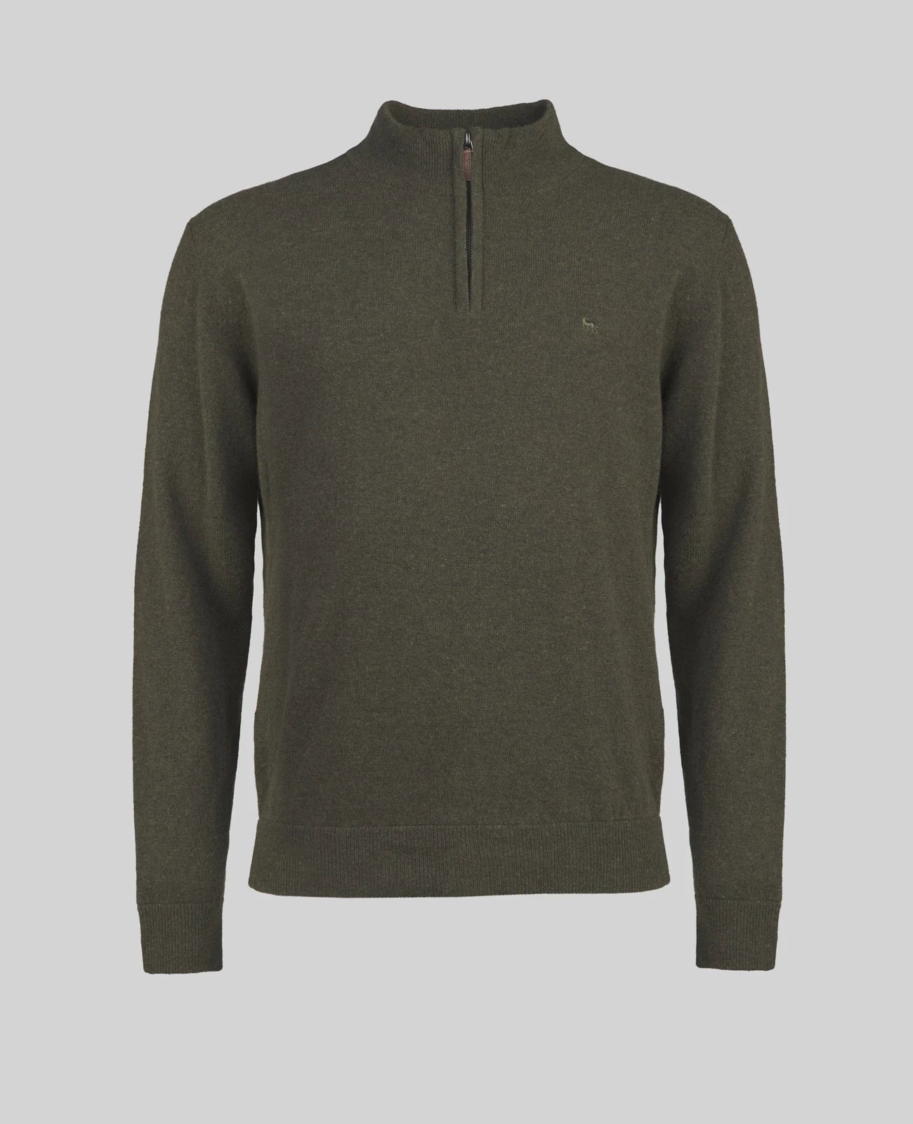 Lunnaigh Lambswool 1/4 Zip Jumper in Moss Green