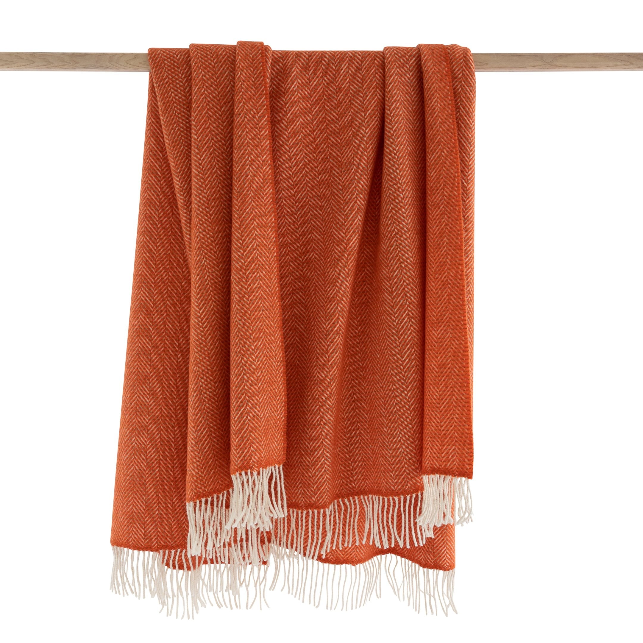 John Hanly Orange Bronze Herringbone Merino/Cashmere Throw