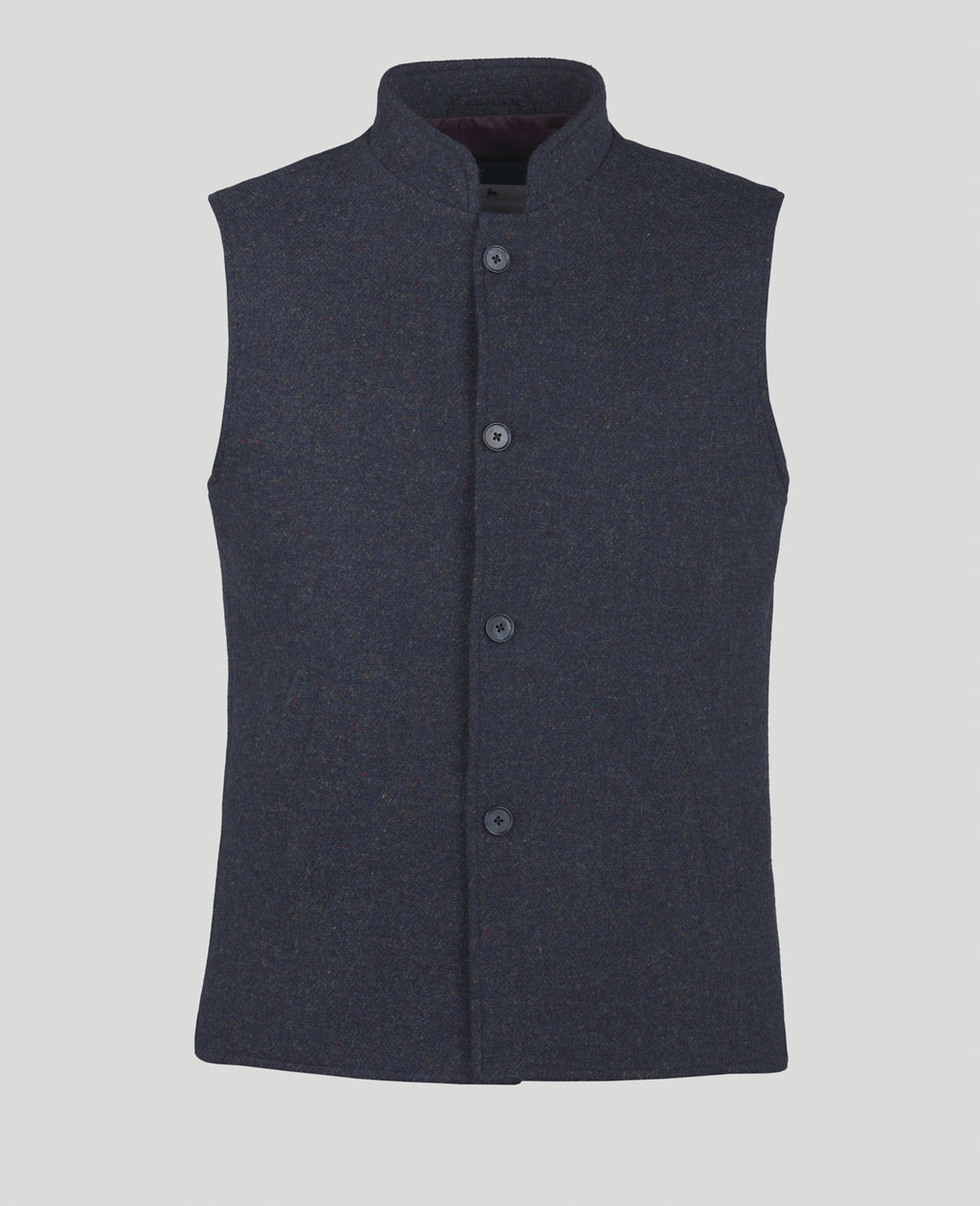 Magee Cavan Donegal Tweed Gilet in Navy Herringbone