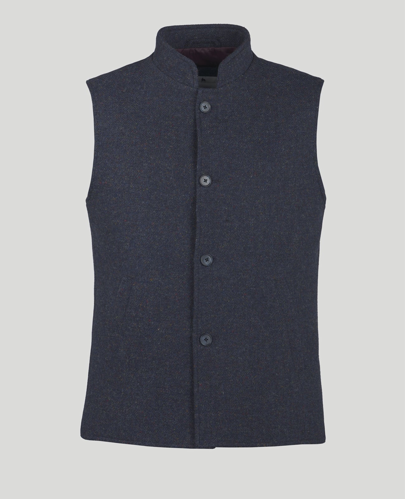 Magee Cavan Donegal Tweed Gilet in Navy Herringbone