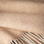 John Hanly Merino Wool Cashmere Throw - Beige Herringbone
