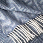 John Hanly Merino & Cashmere Throw - Denim & Cream
