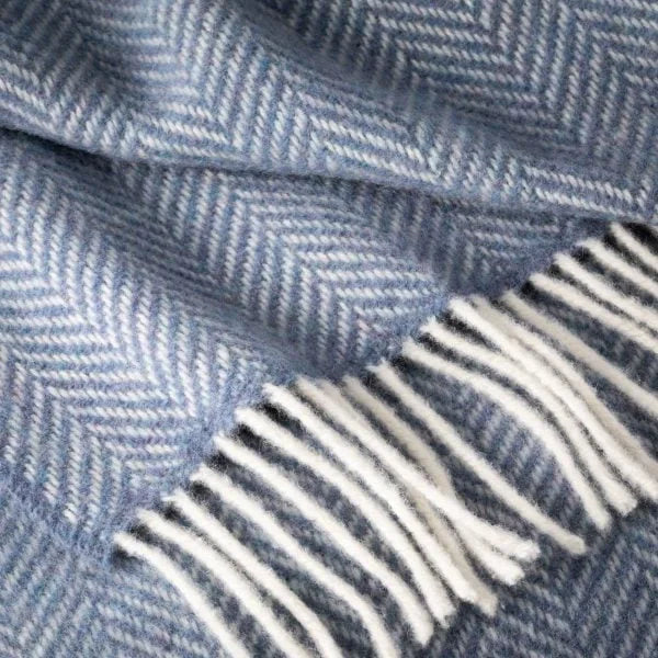 John Hanly Merino & Cashmere Throw - Denim & Cream