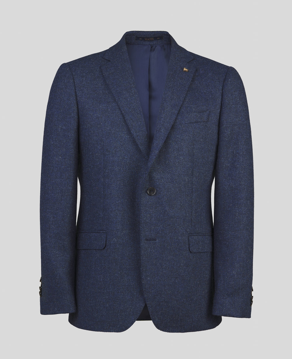 Magee Liffey Tweed Blazer in Blue Herringbone