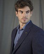 Magee Liffey Tweed Blazer in Blue Herringbone