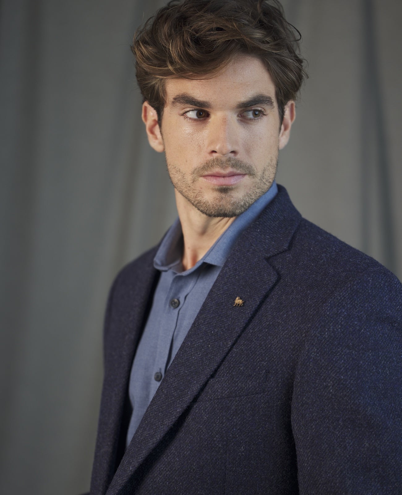 Magee Liffey Tweed Blazer in Blue Herringbone