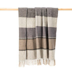 John Hanly Merino Wool Cashmere Throw – Grey Stone Beige Stripe
