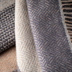 John Hanly Merino Wool Cashmere Throw – Grey Stone Beige Stripe