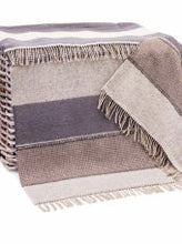 Load image into Gallery viewer, John Hanly Grey Stone Beige Stripe Merino/Cashmere Throw