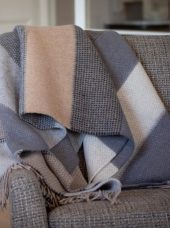 John Hanly Grey Stone Beige Stripe Merino/Cashmere Throw