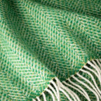 John Hanly Merino Wool Cashmere Throw Green Herringbone