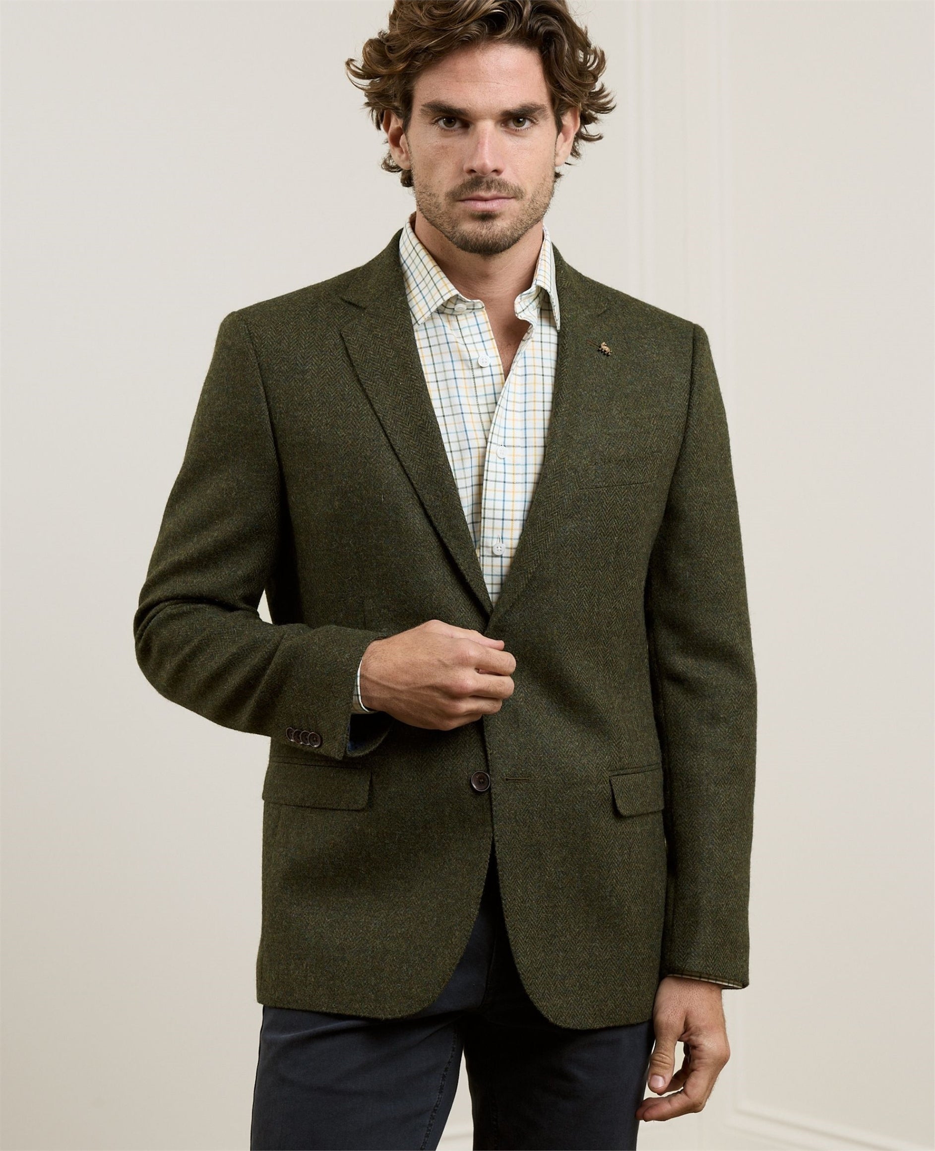 Magee Ennis Blazer in Moss Herringbone