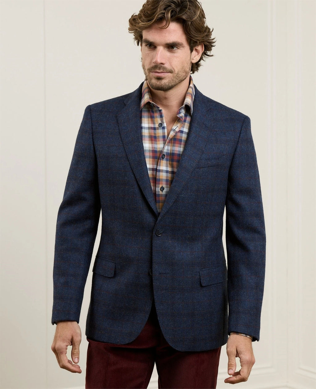 Ennis Tweed Blazer in Blue Check