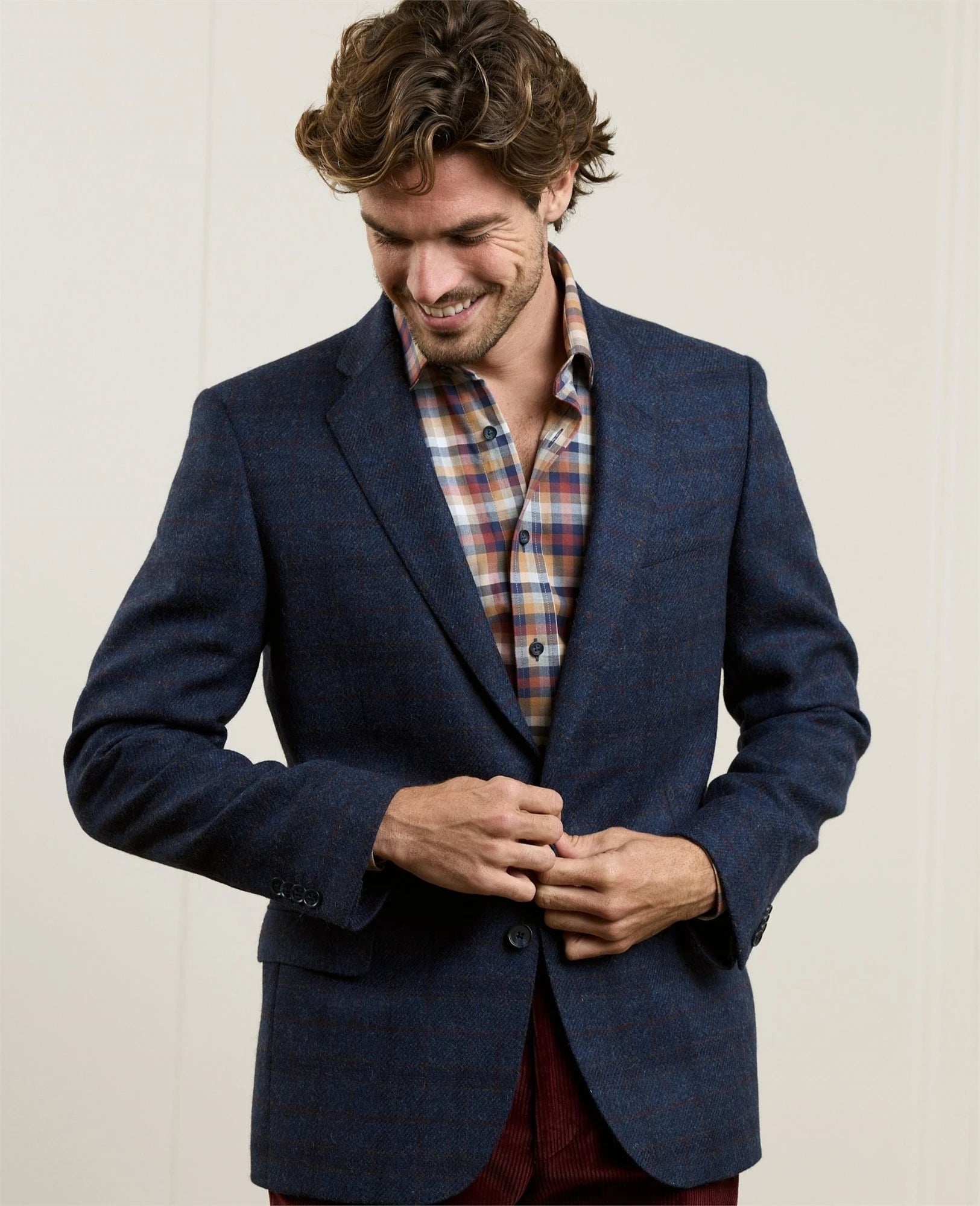 Ennis Tweed Blazer in Blue Check