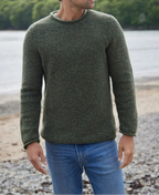 Fisherman Out Of Ireland Wool Cashmere Roll Neck Sweater - Olive