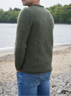 Fisherman Out Of Ireland Wool Cashmere Roll Neck Sweater - Olive