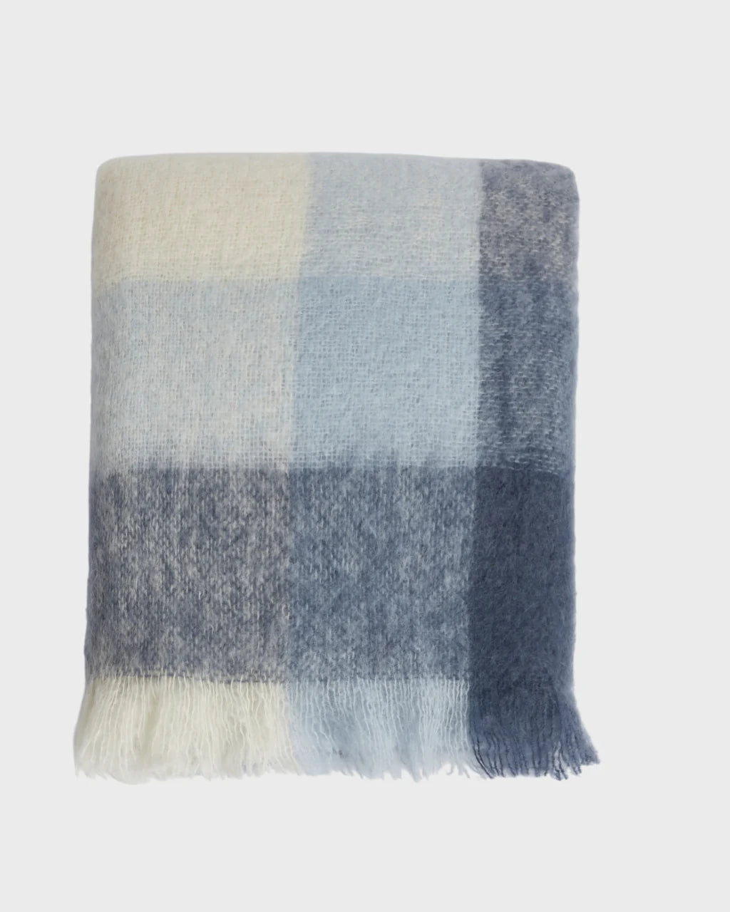 Foxford Annagh Mohair Throw - Blue Check
