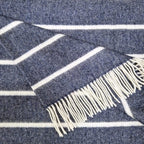 John Hanly Merino Lambswool Blanket - Denim & White