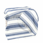 John Hanly Blue & White Stripe Merino Lambswool Blanket