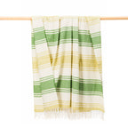 John Hanly Merino Lambswool Blanket - Lime Green & White Stripe