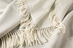John Hanly Wool Angora Throw - Silver & Cream