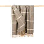 John Hanly Wool Angora Throw - Grey & Silver Windowpane Check