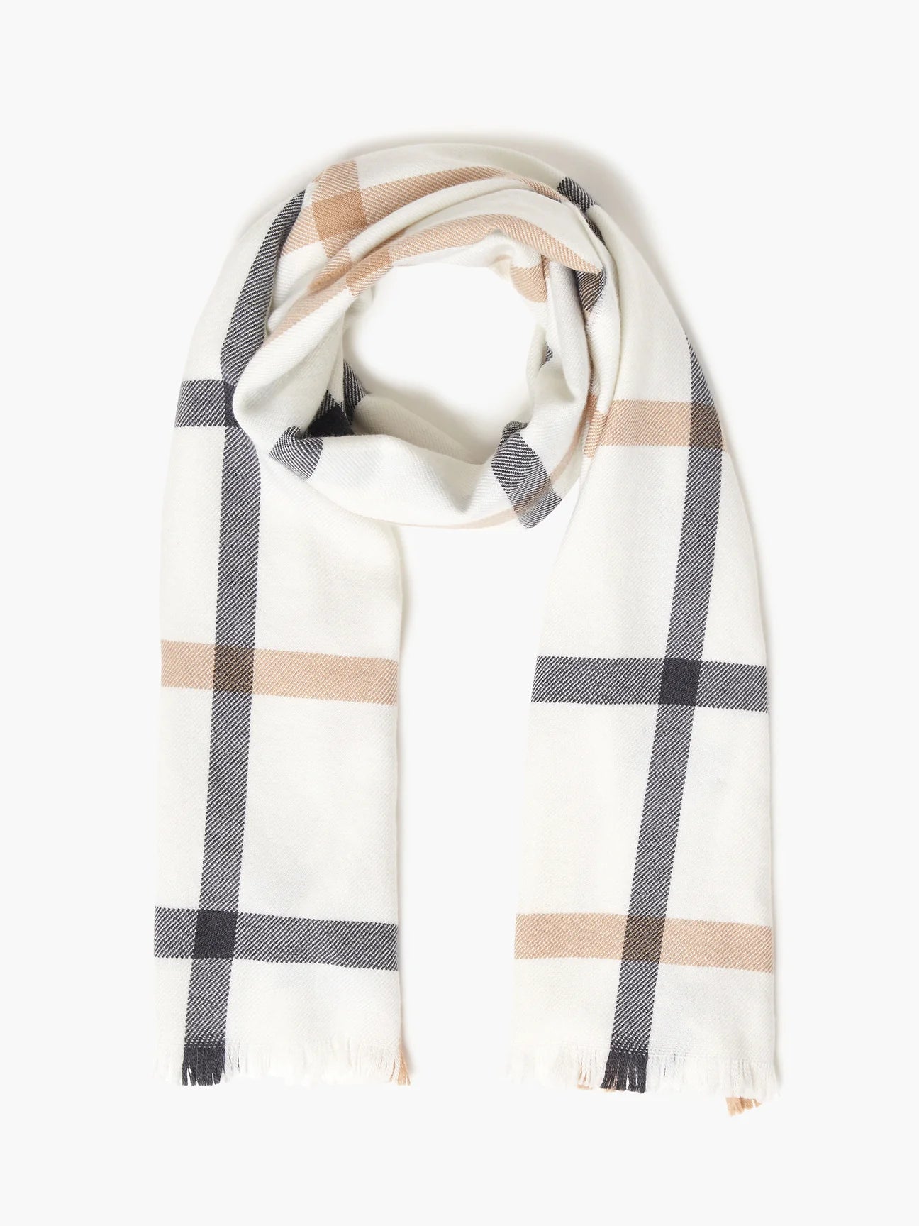 Foxford Extra Fine Merino Scarf - Neutral Stripe