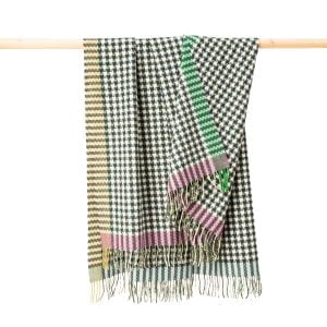 Lambswool Throw Cream Green Blue Small Block