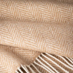 John Hanly Oversized Merino Wool Cashmere Throw Beige Herringbone