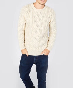 Blasket Honeycomb Stitch Mens Aran Sweater Natural