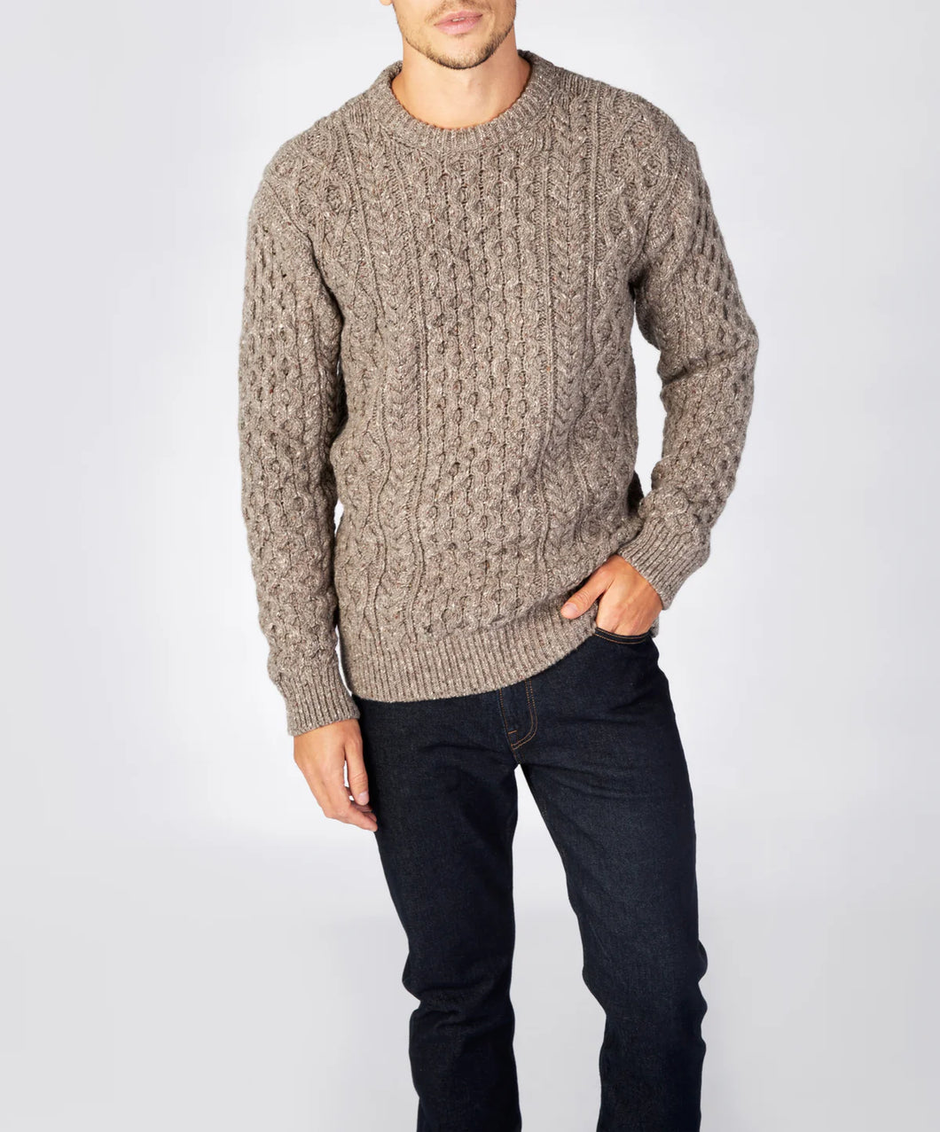 Carraig Luxe Aran Sweater Rocky Ground