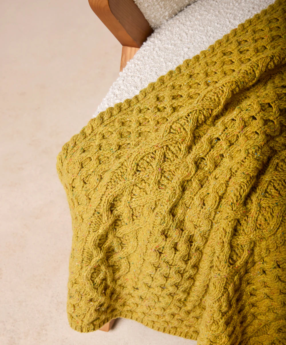 Irelands Eye Luxe Aran Throw - Lichen