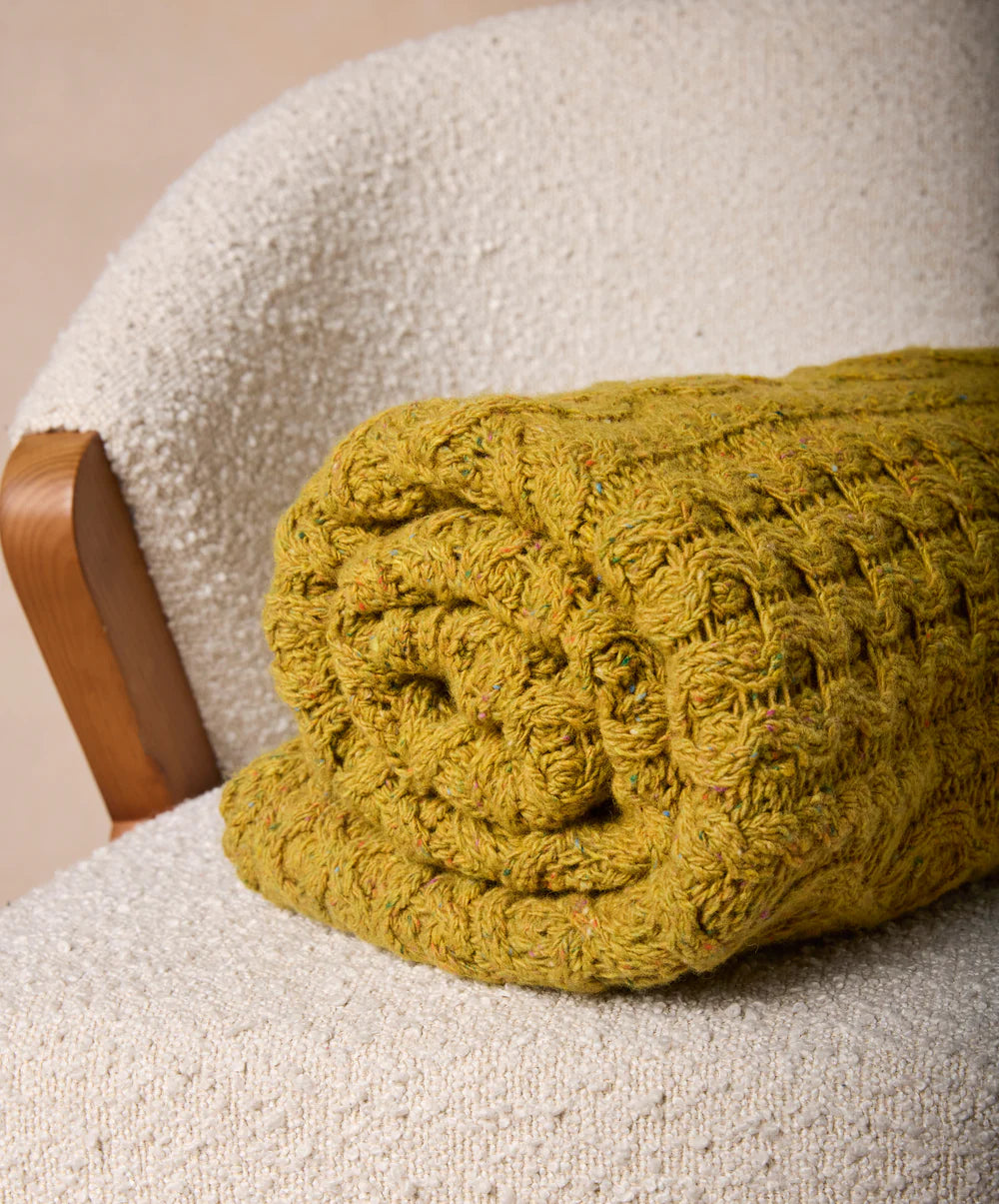 Irelands Eye Luxe Aran Throw - Lichen