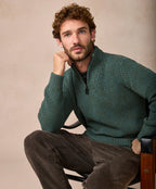 Irelands Eye Reefer Ribbed Zip Neck Sweater - Fern Marl