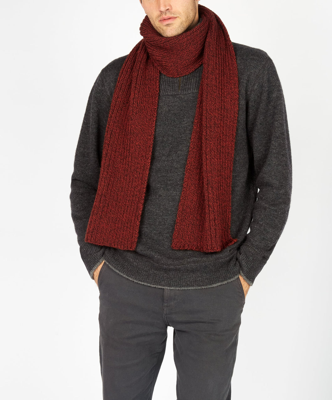 Ribbed Merino Scarf Sable Marl